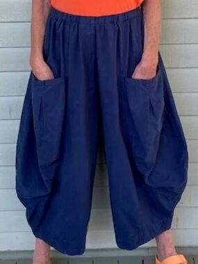 Eleven Stitch Design by Gertie double pocket teal linen pants